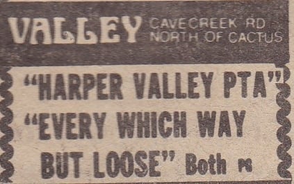 AZ Republic Newspaper Ad for a double feature playing at the Valley Drive-In in Phoenix Arizona. from 1978