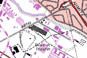 topographic map of where the drive-in stood