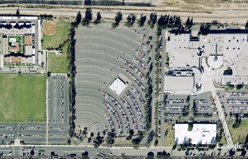 Aerial view of the closed drive-in