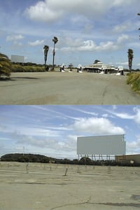 Burlingame Drive-In
Top - Snack Bar from entrance.
Bottom - Broken Screen