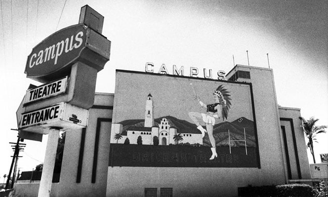 Entrance sign and screen tower.