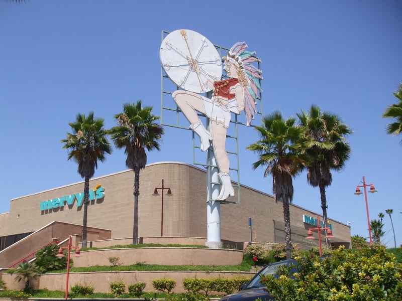 An artifact from the long gone Campus Drive-In drum majorette is now on display at the College Grove Shopping Center in San Diego.
