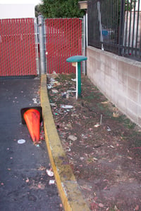 Trash near the entrance.