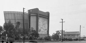 RARE LOOK AT THE BACK OF TEH CURVE Cinerama SCREEN