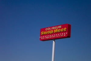 Former theatre sign visible from the adjacent interstate.