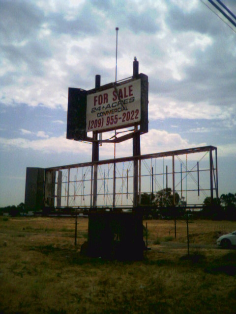 The marquee, located on a frontage road just south of Clark Ave on HWY 99 in Stockton.