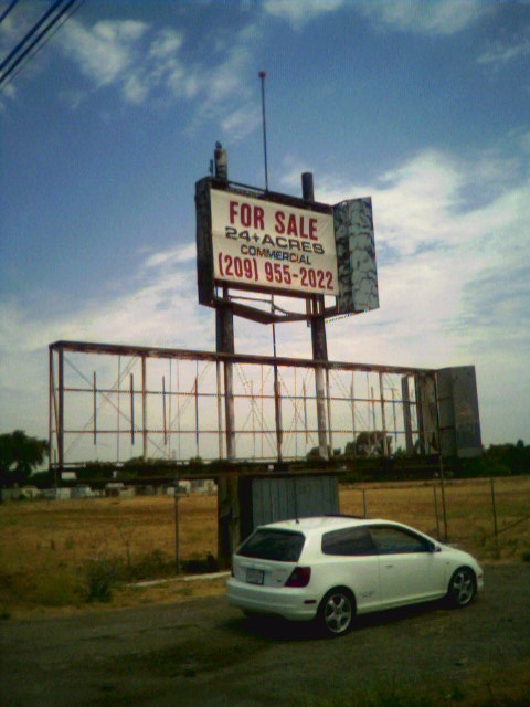 The marquee, located on a frontage road just south of Clark Ave on HWY 99 in Stockton.