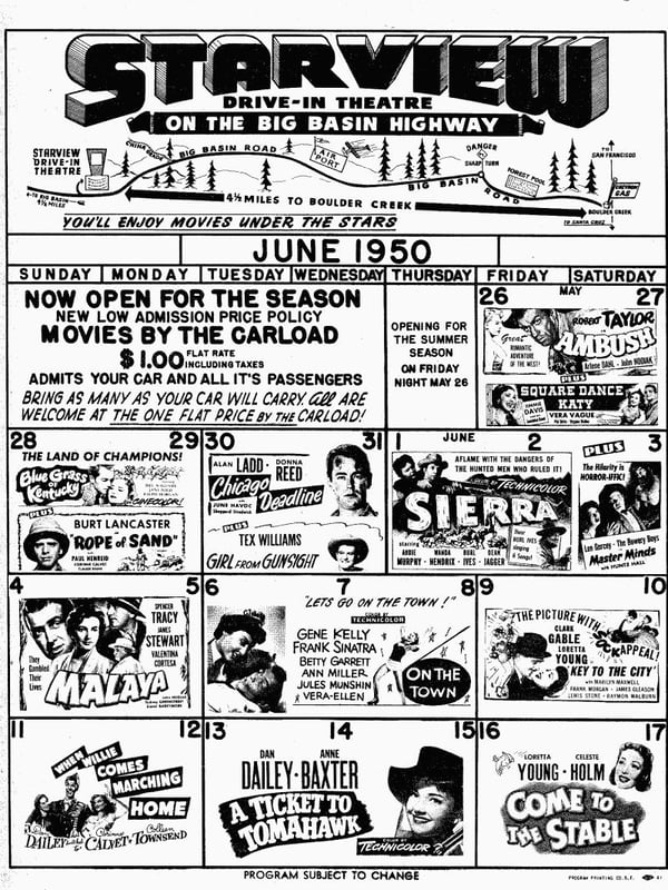 June 1950 Starview handbill. The original is now in the San Lorenzo Valley Museum httpwww.slvmuseum.com