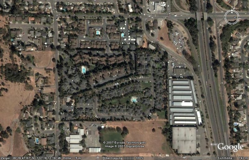 Aerial view of former drive-in site