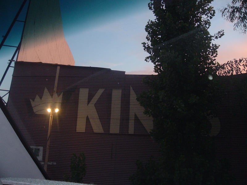 the kings drive in sign right at the entrance of the theater