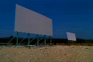 Lancaster Drive-In screens from the 1985 movie "Spies Like Us"