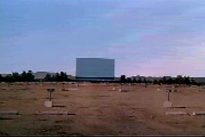 Lancaster Drive-In screen from the 1985 movie "Spies Like Us"