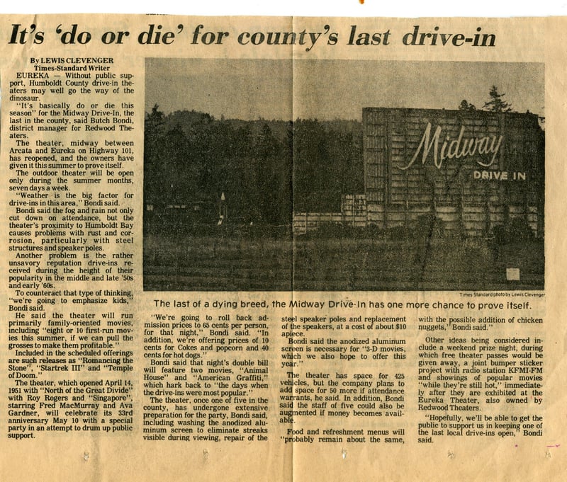 Last year the Midway Drive In operated 1986