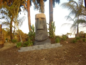 More of the New Tiki Statue decor taking shape at the entrance to the theater. Looks great.