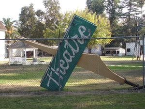 The top part of the marquee has found a new home at the Tulare County Historical Society.