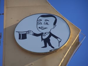 detail of Mr. Mooney from marquee