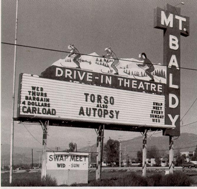 Mt Baldy Drive-In Sign, White Avenue at Foothill (Route 66)