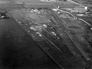 Nimitz Drive-In, beyond Sky Sailing Airport (left) and Fremont Drag Strip (right of center). The drag strip itself was a WWII Navy landing field (NOLF Heath).