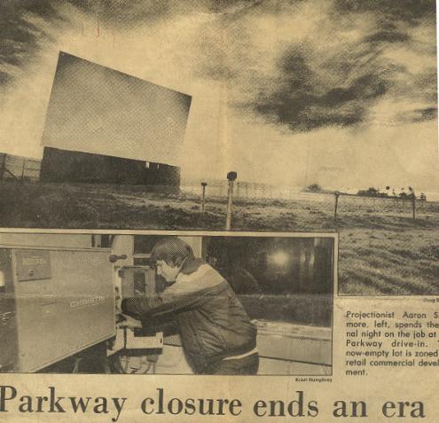 newspaper clipping; screen, field, and projection booth