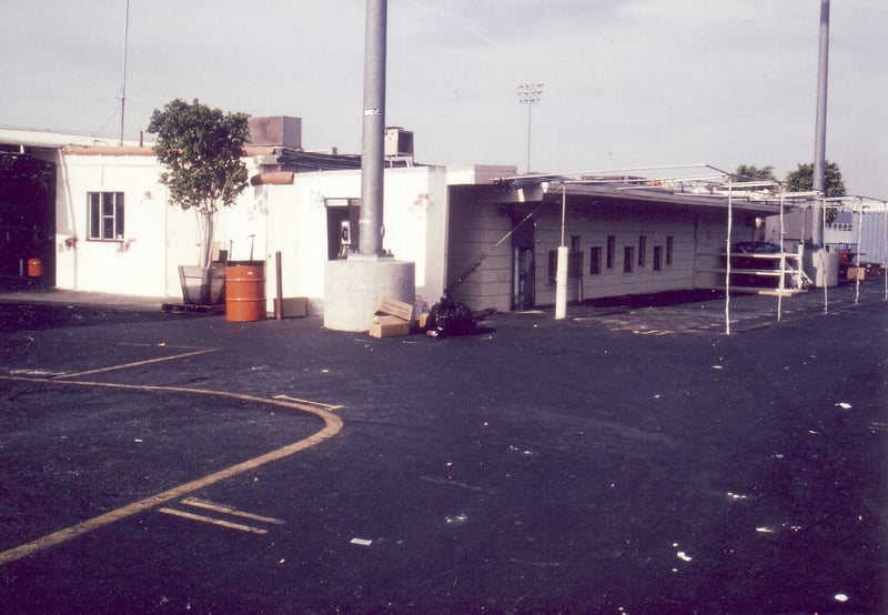 Projection/concession building with twice the number of portholes than usual