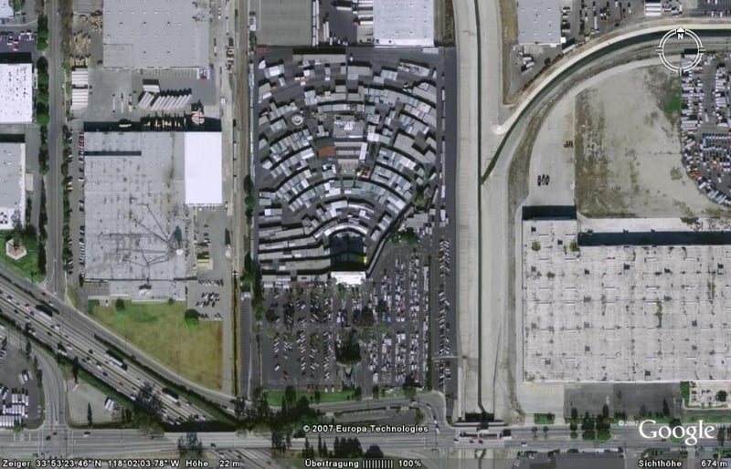 Aerial view of former drive-in