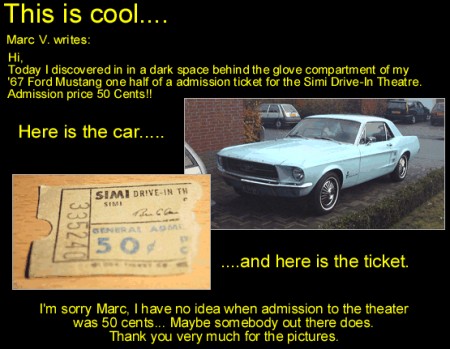 an actual ticket stub from the Simi, likely from the 60s/70s.