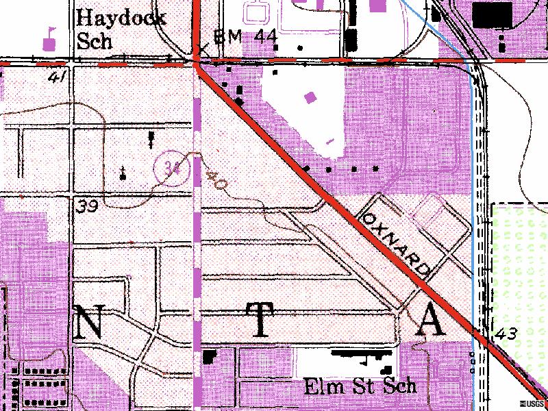 TerraServer map showing outline of former site