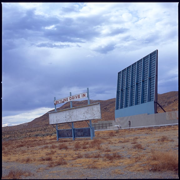 the screen and marquee of the skyline drive-in, barstow, california