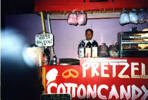 Marty's snack booth in front of Skyview projection booth. Marty works Friday-Sunday and has great specialty stuff at great prices. He also works the flea markets, so it's a long day and night for him.
