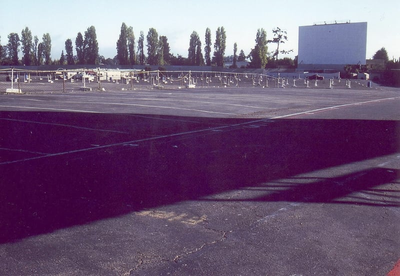 Lot seen from location of ticket booths. Shadow is from screen