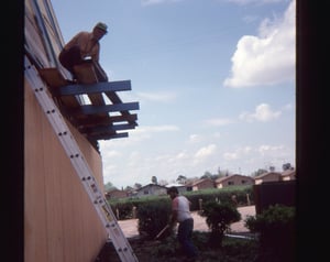 My dad, Jeff Lewis, working on front of screen tower.