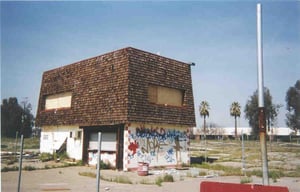 Close up of the stand-alone projection house