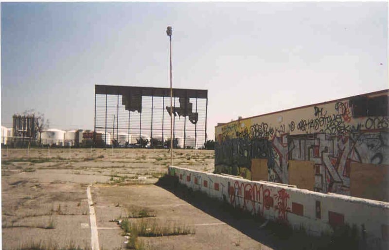 View facing East, towards remains of screen #1. There is a picture further up the page taken from the same perspective showing the undamaged screen.