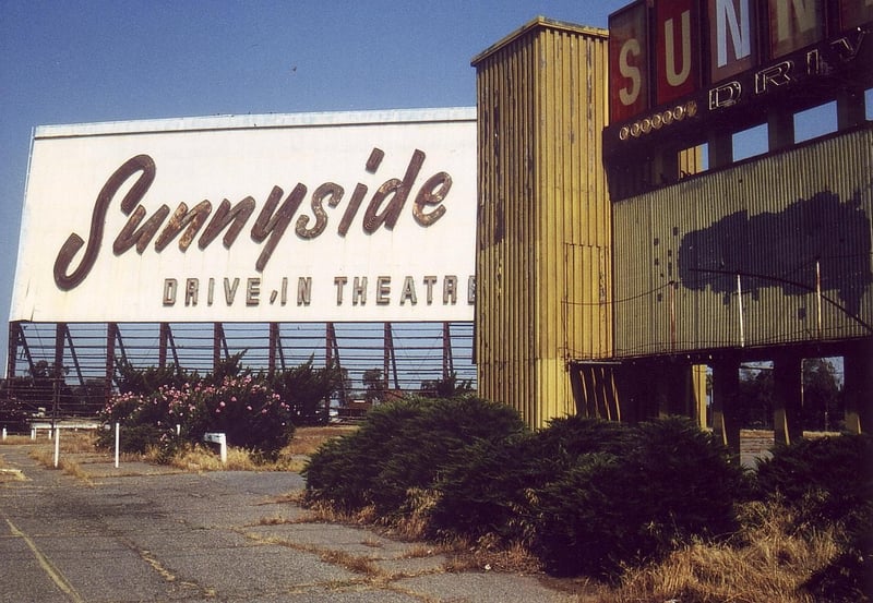 Intact back side of screen with a part of the marquee