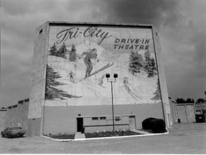 screen tower and mural