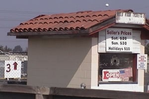 Front and side of ticket booth