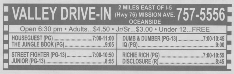 Advertisement from January 18, 1995.  Interesting double feature: "Richie Rich" with "Disclosure"!