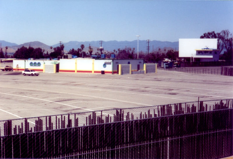 Concessions/Projection building and screen in the background