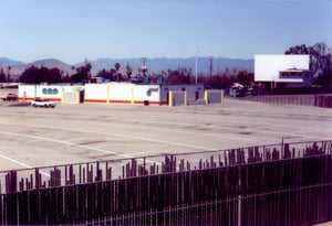 Concessions/Projection building and screen in the background