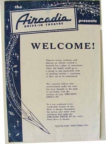 PR brochure printed in 1955 given to the patrons during the opening week of the drive in