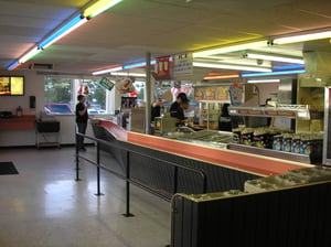 Inside the Cinderella Twin Drive-In snack bar.  Friendly people worked there.
