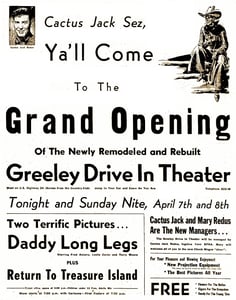 Greeley Drive-in grand opening ad dated April, 7, 1956