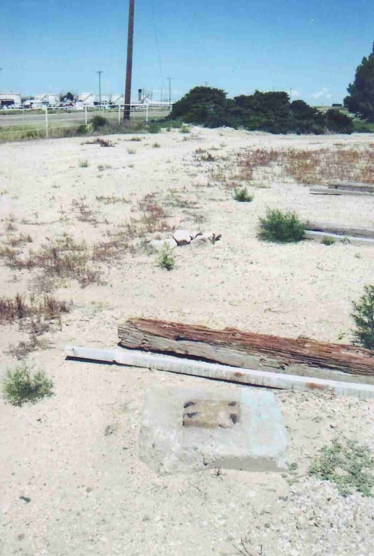 Location where the screen tower used to be. The other concrete foundation can be seen in the distance
