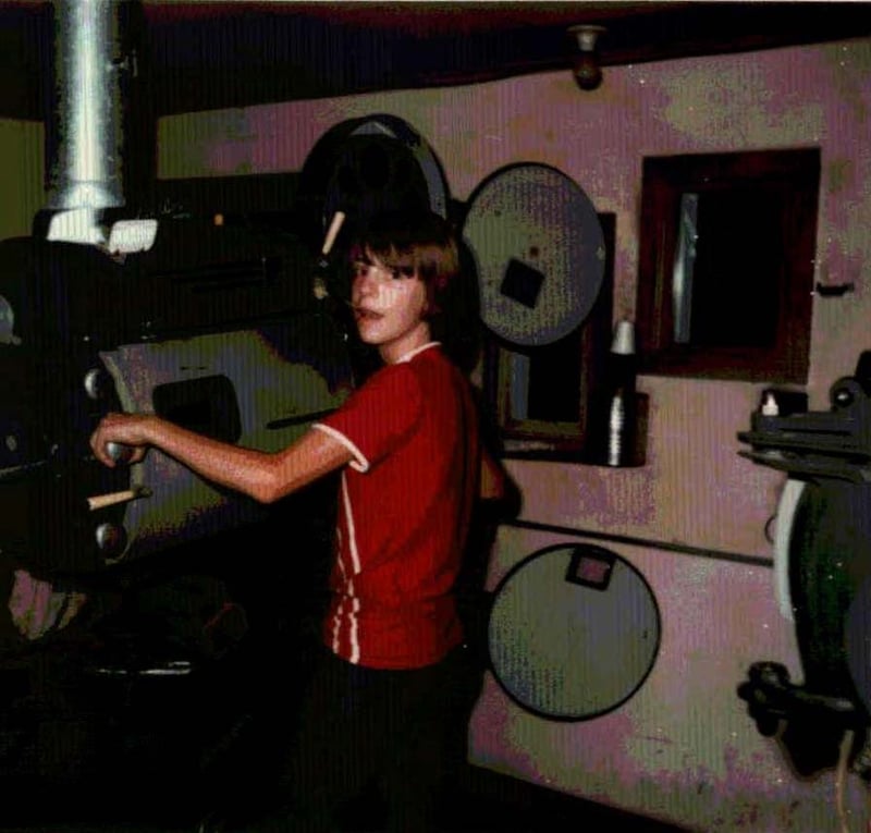 This is me starting up the lamp house before the movie was started. We used a generator to power the lamp house, I was 14 when this picture was taken.