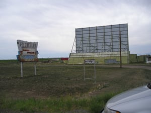 Frontier Drive-In sign and screen.