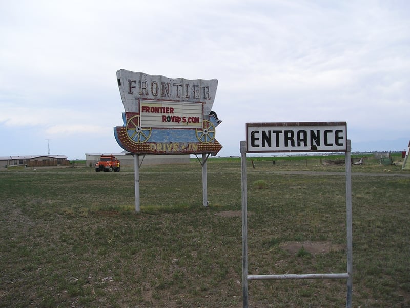 Frontier Drive-In sign and entrance.