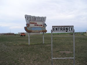 Frontier Drive-In sign and entrance.