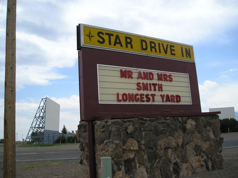 Star Drive-In sign and screens.
