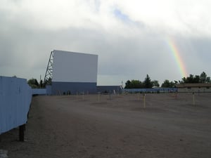 A rainbow by one of the Star Drive-In screens.  It was a beautiful night.