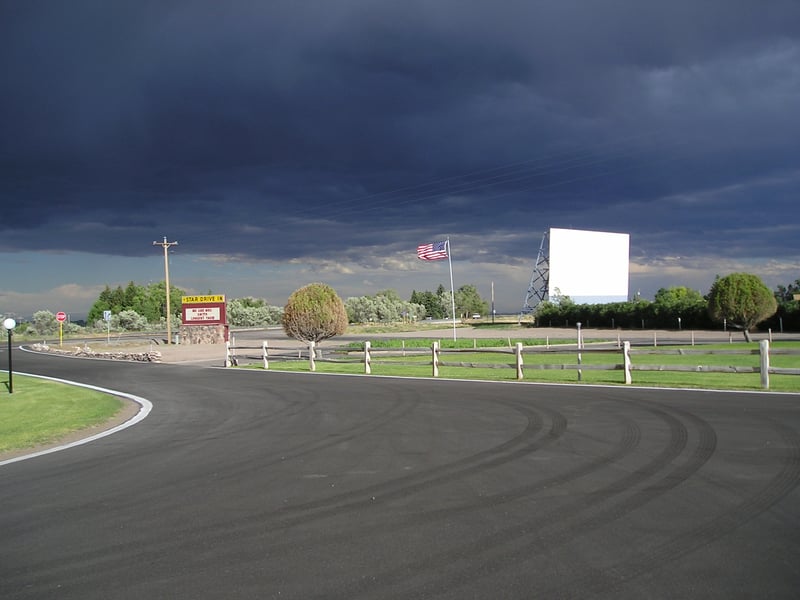 A storm passes the Star Drive-In.  Great to watch the weather at a drive-in
